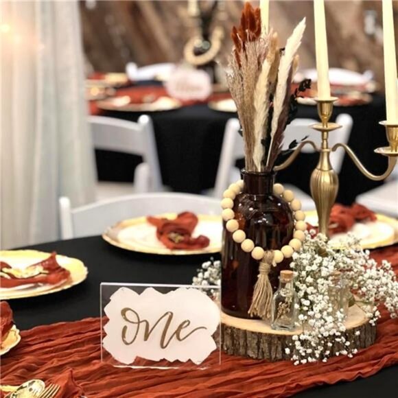 10 Pack Christmas Table Runner Terracotta Cheesecloth Table Runners 35x120 Inch - Picture 6 of 7